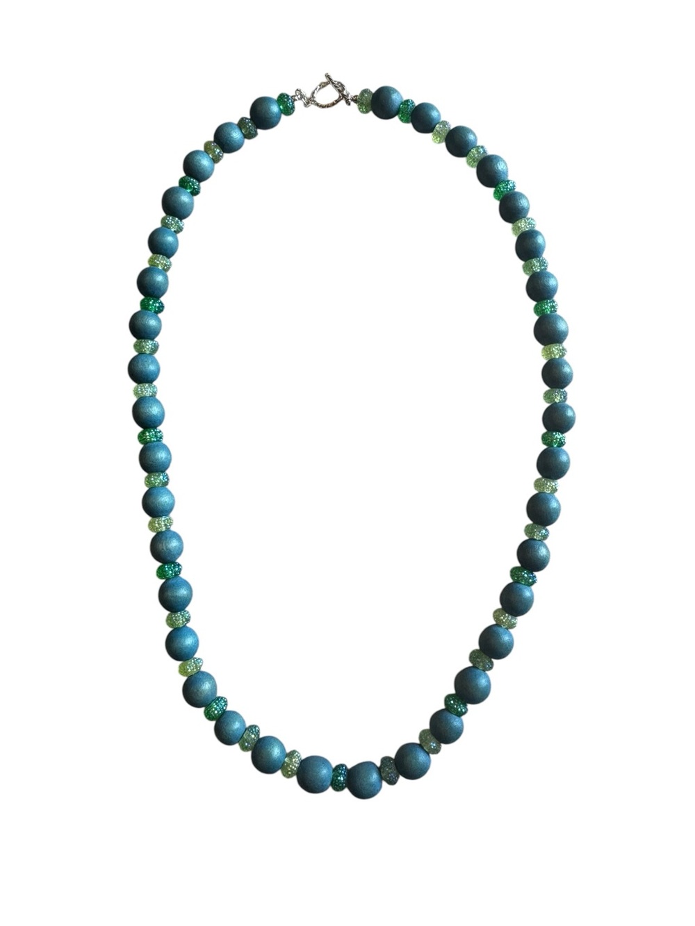 Designer-Style Teal Beaded Necklace - Picture 2 of 6